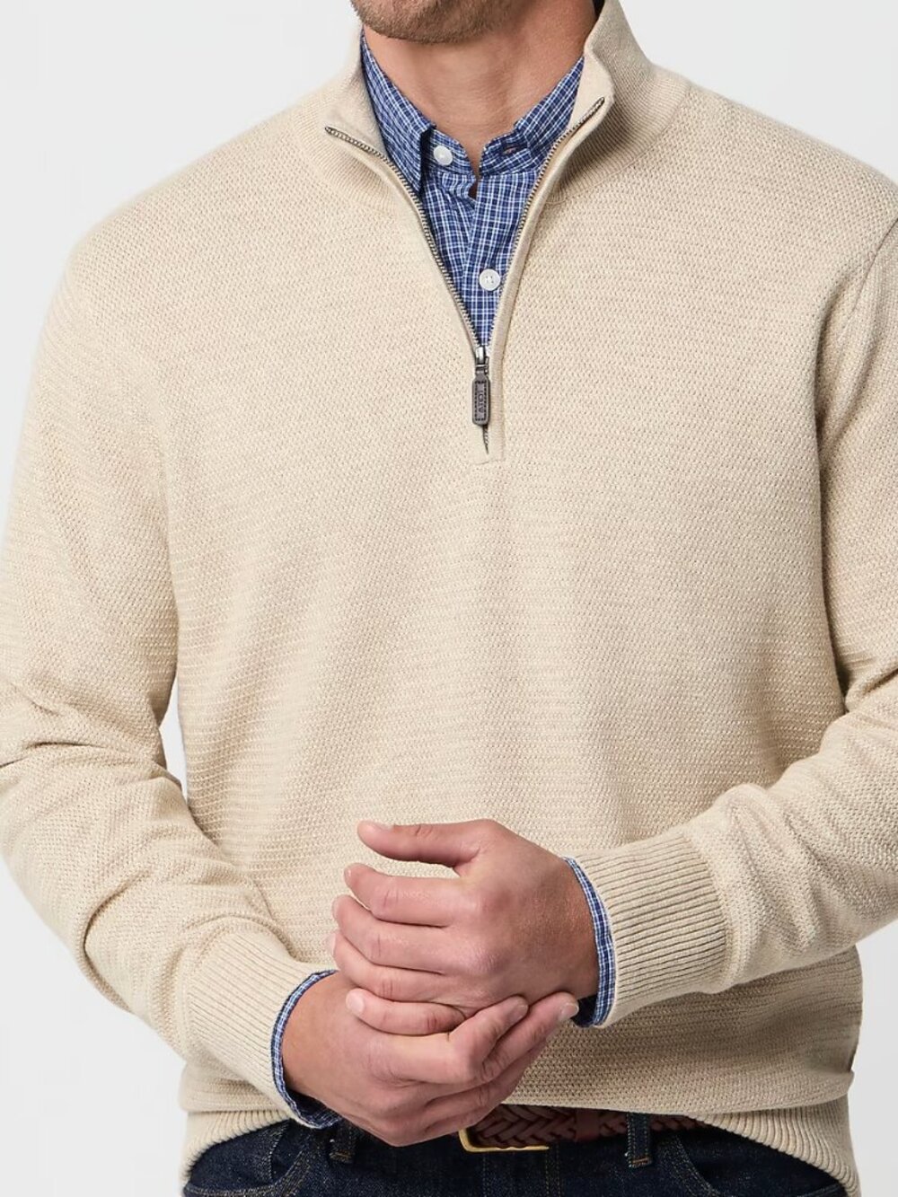J.Crew Factory 100% Cotton Basketweave Quarter Zip Sweater Size Medium